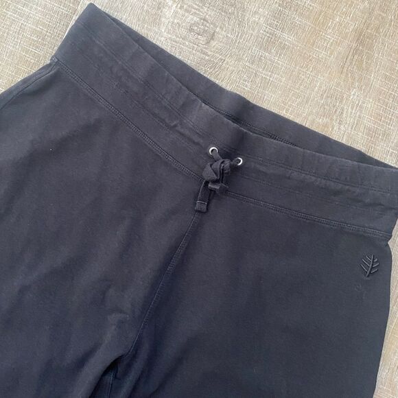 Coolibar Crop Pants Womens Medium Windley Beach Capris Lounge Black Pant UPF 50 - Picture 4 of 10